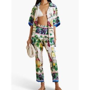 Dolce Gabbana oversized Blouse & Pant Wine Print Set IT36 & IT38
